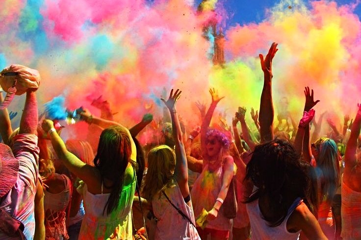 Holi, a cultural celebration in Mauritius.